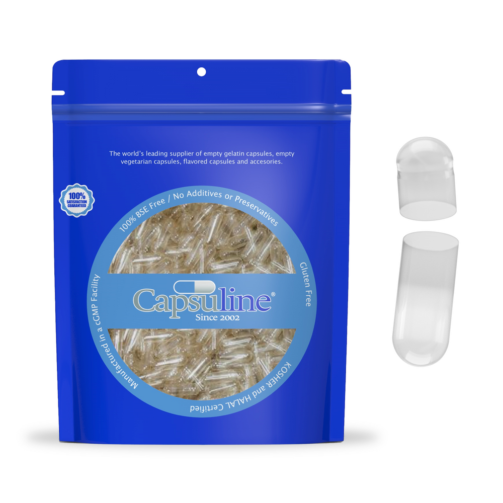 Capsuline Separated Size 0 Clear Gelatin Empty Capsules 5000 Count - 5000