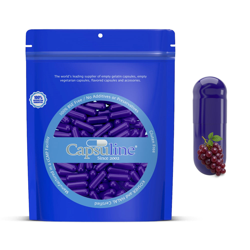 Grape Flavored Gelatin Capsules Size 0 Purple/Purple - 5000 Count - 5000