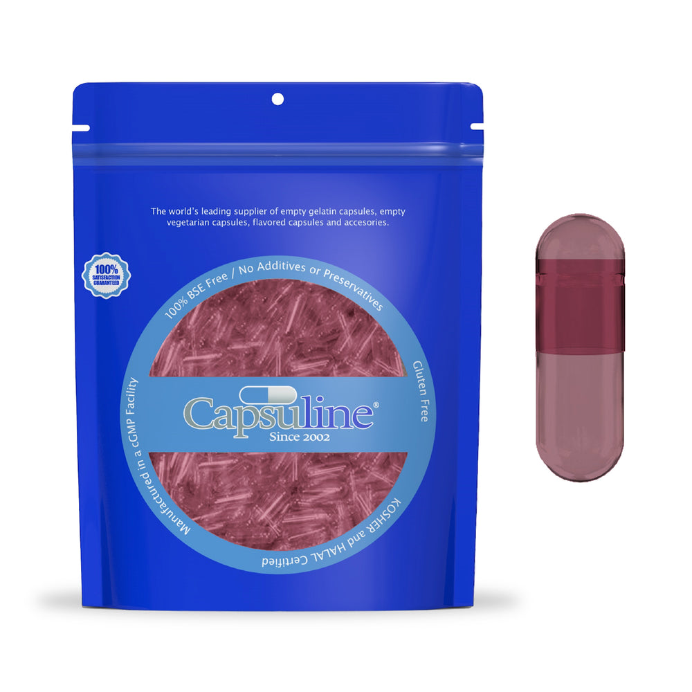 Titanium Dioxide (TiO2) Free - Purple Carrot Colored Vegetarian Capsules Size 00 - Purple - 1000 Count - 1000