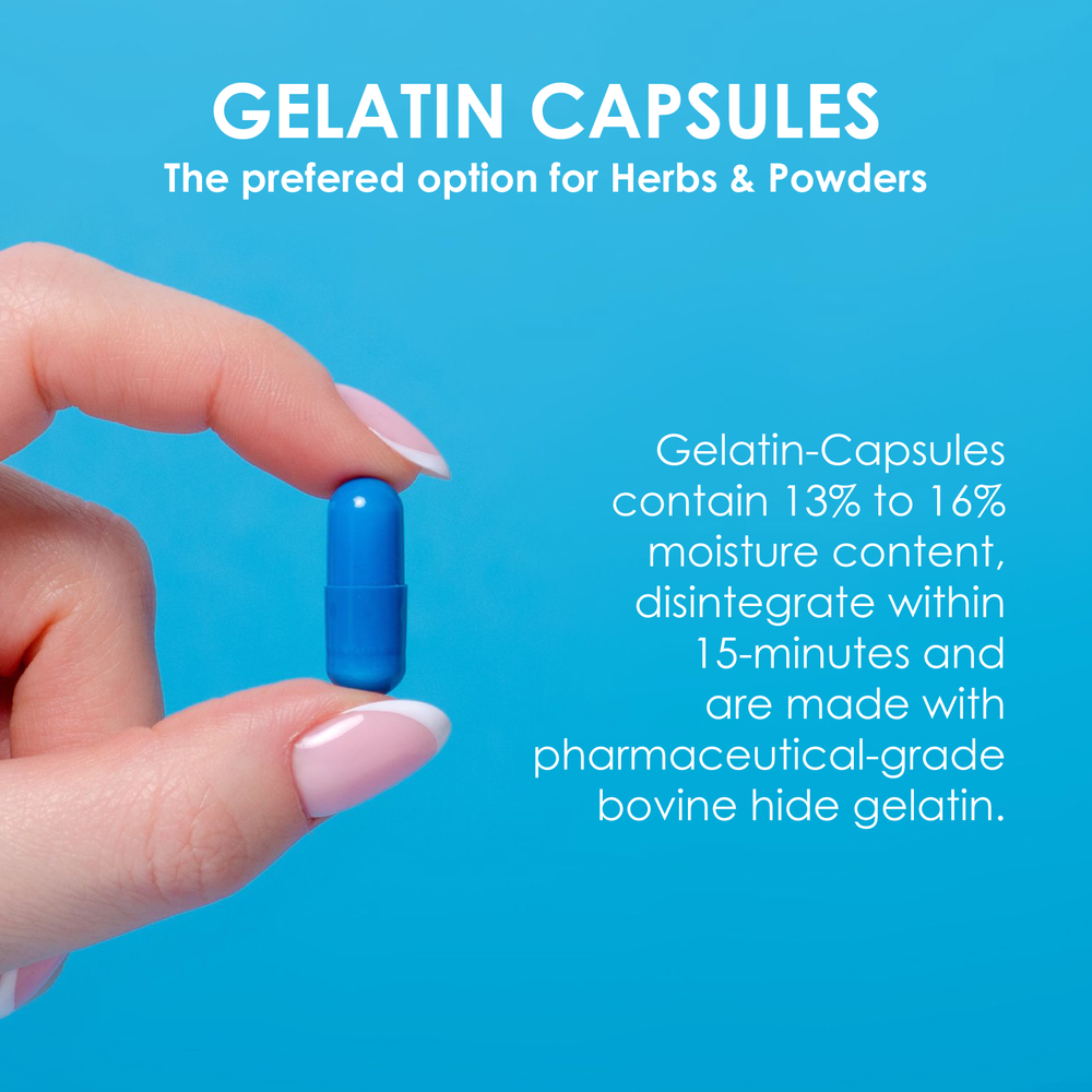 Colored Size 1 Empty Gelatin Capsules by Capsuline Blue/Blue