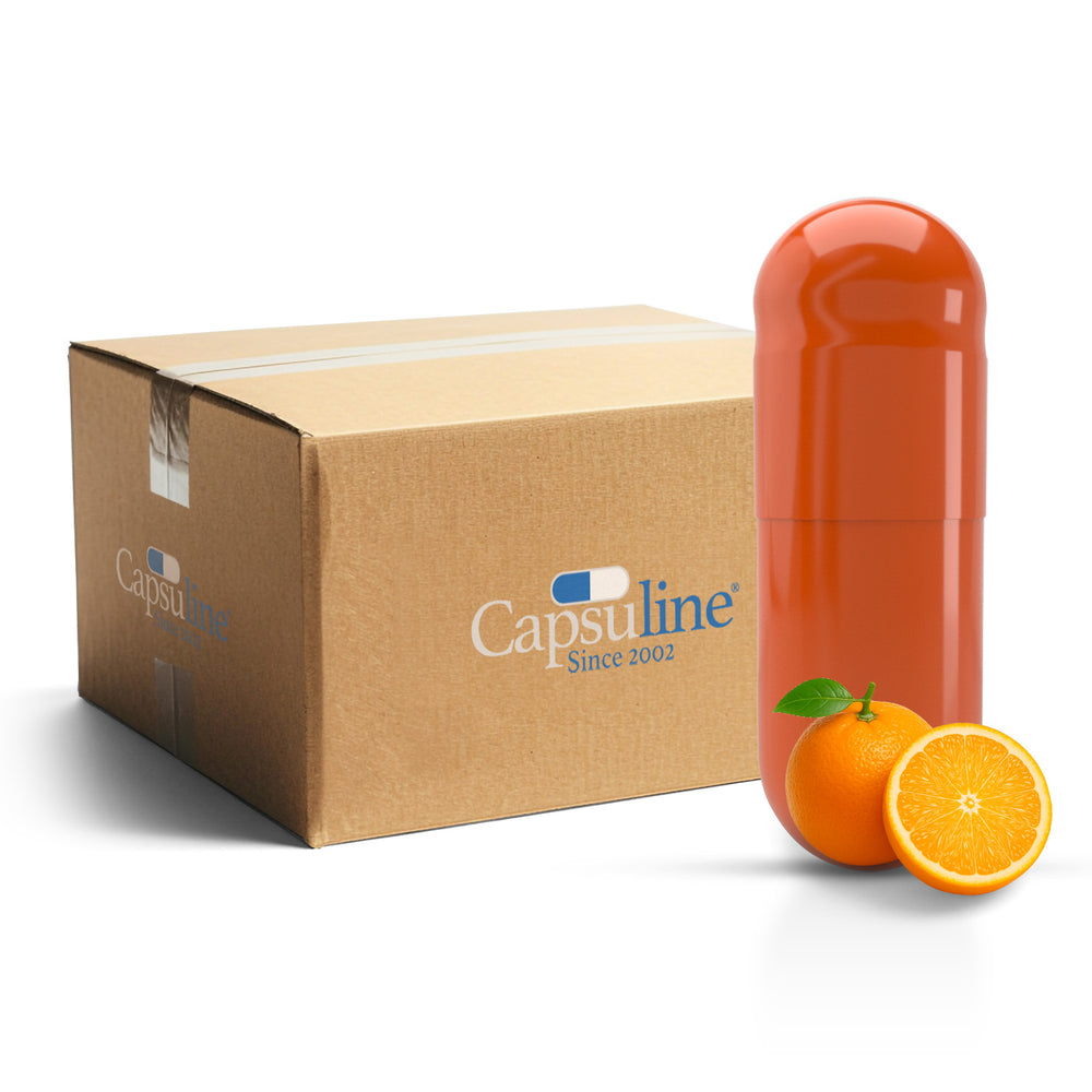 Orange Flavored Gelatin Capsules Size 0 Orange/Orange (Box of 100,000) - Orange