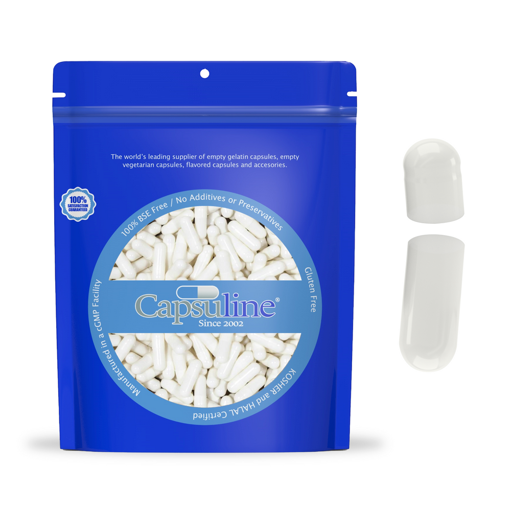 Capsuline Separated Size 0 White Gelatin Empty Capsules 50000 Count - 50000