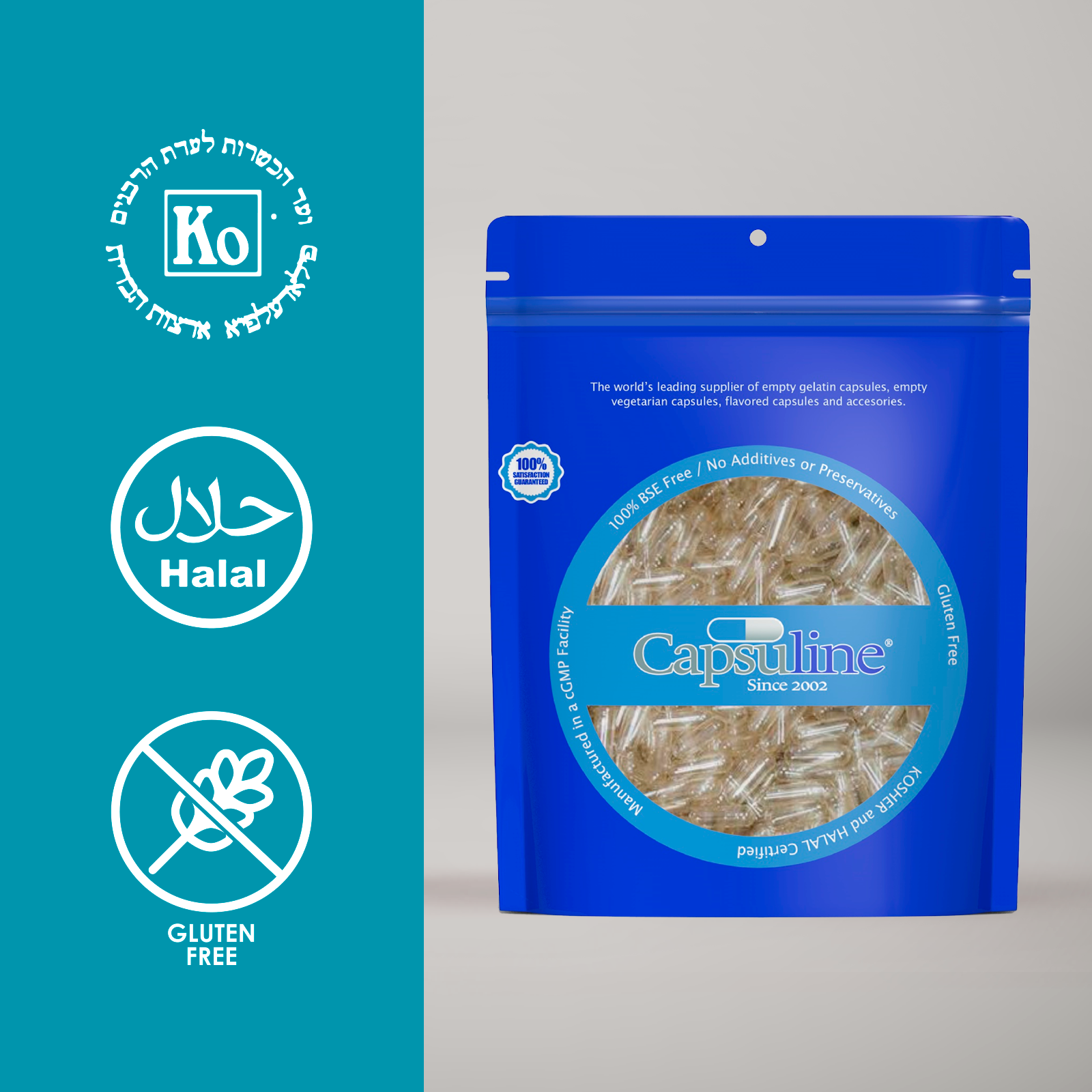 Capsuline PETcaps Bacon Flavored Gelatin Empty Capsules Size 0 100 Count - 100