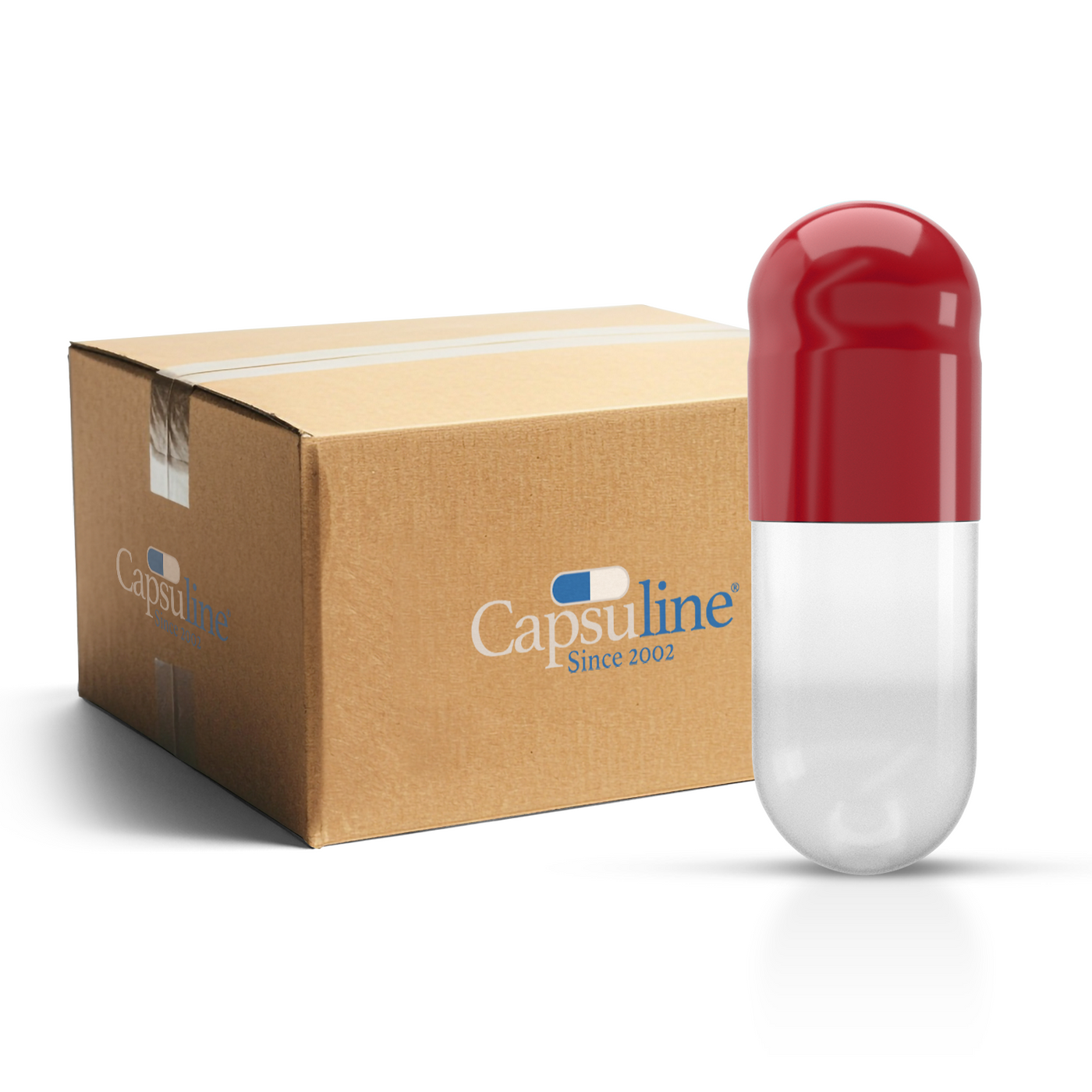 Colored Gelatin Capsules Size 2 Red/Clear (Box of 175,000) - Red/Clear