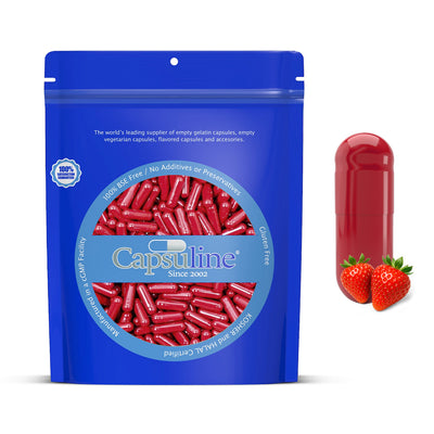 Strawberry Flavored Gelatin Capsules Size 00 Red/Red - 5000 Count - 5000