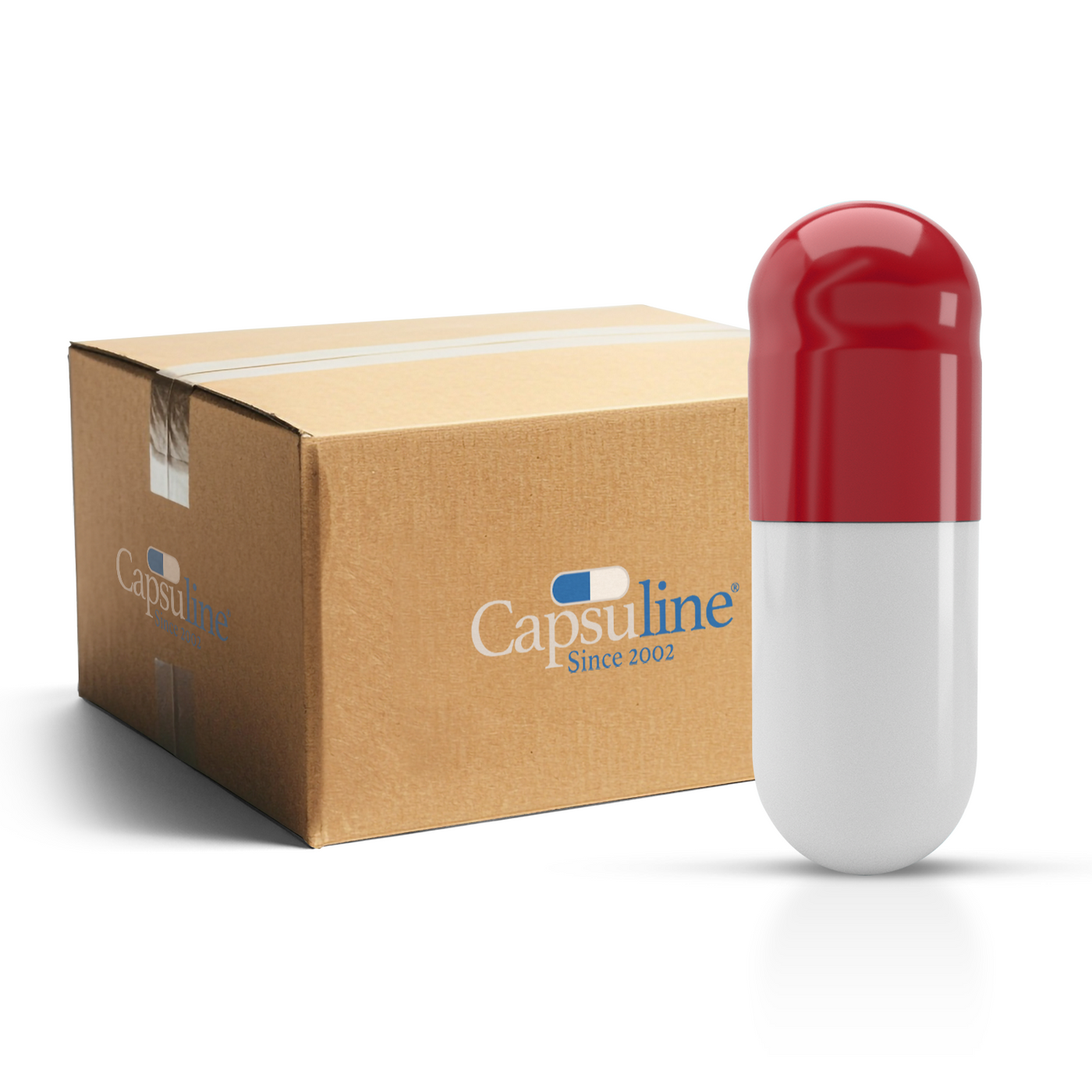 Colored Gelatin Capsules Size 0 Red/White (Box of 100,000) - Red/White