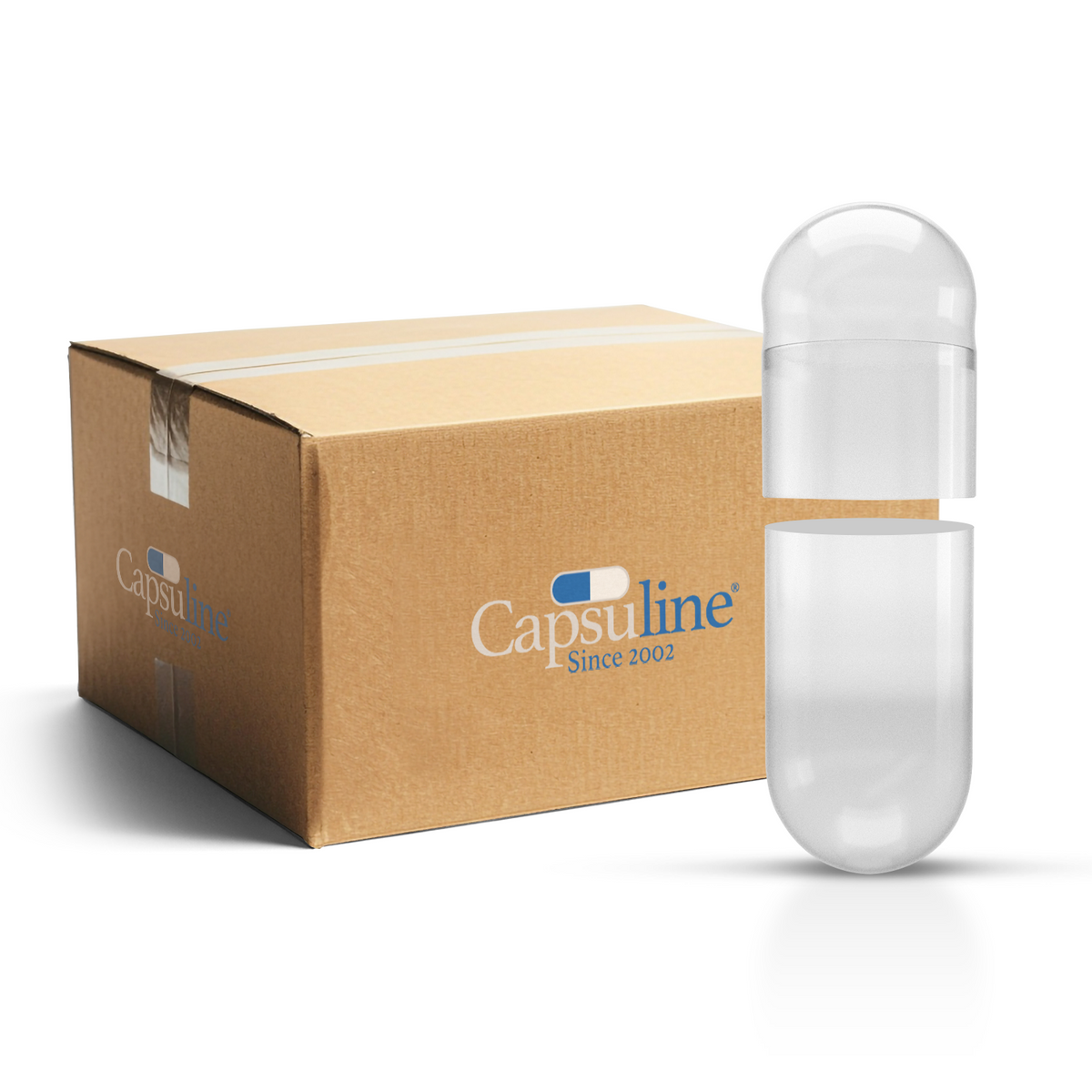 Clear Separated Gelatin Capsules Size 00 (Box of 75,000) BODIES ONLY
