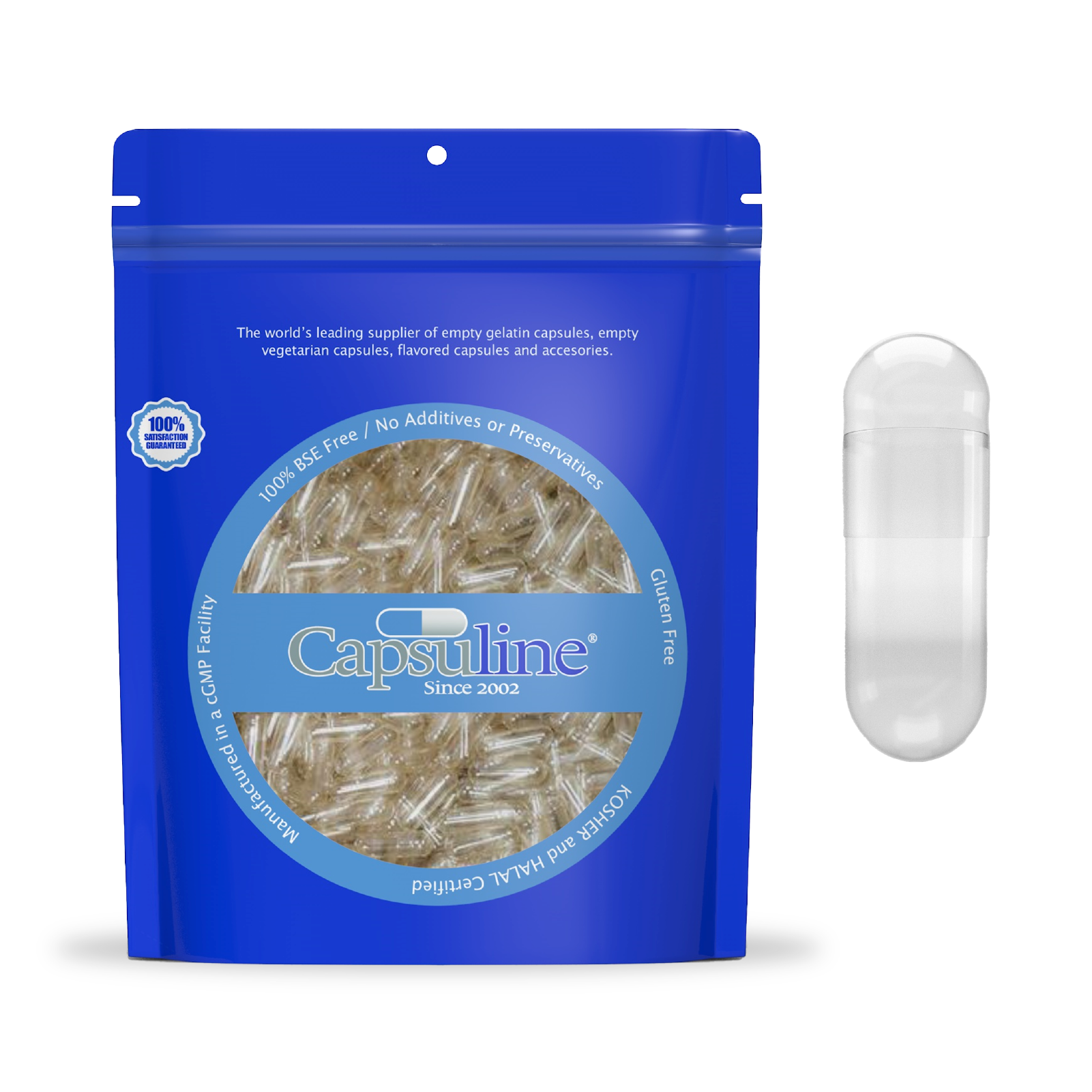 Capsuline PetCaps Chicken Flavored Gelatin Empty Capsules Size 3 - 500 Count - 500