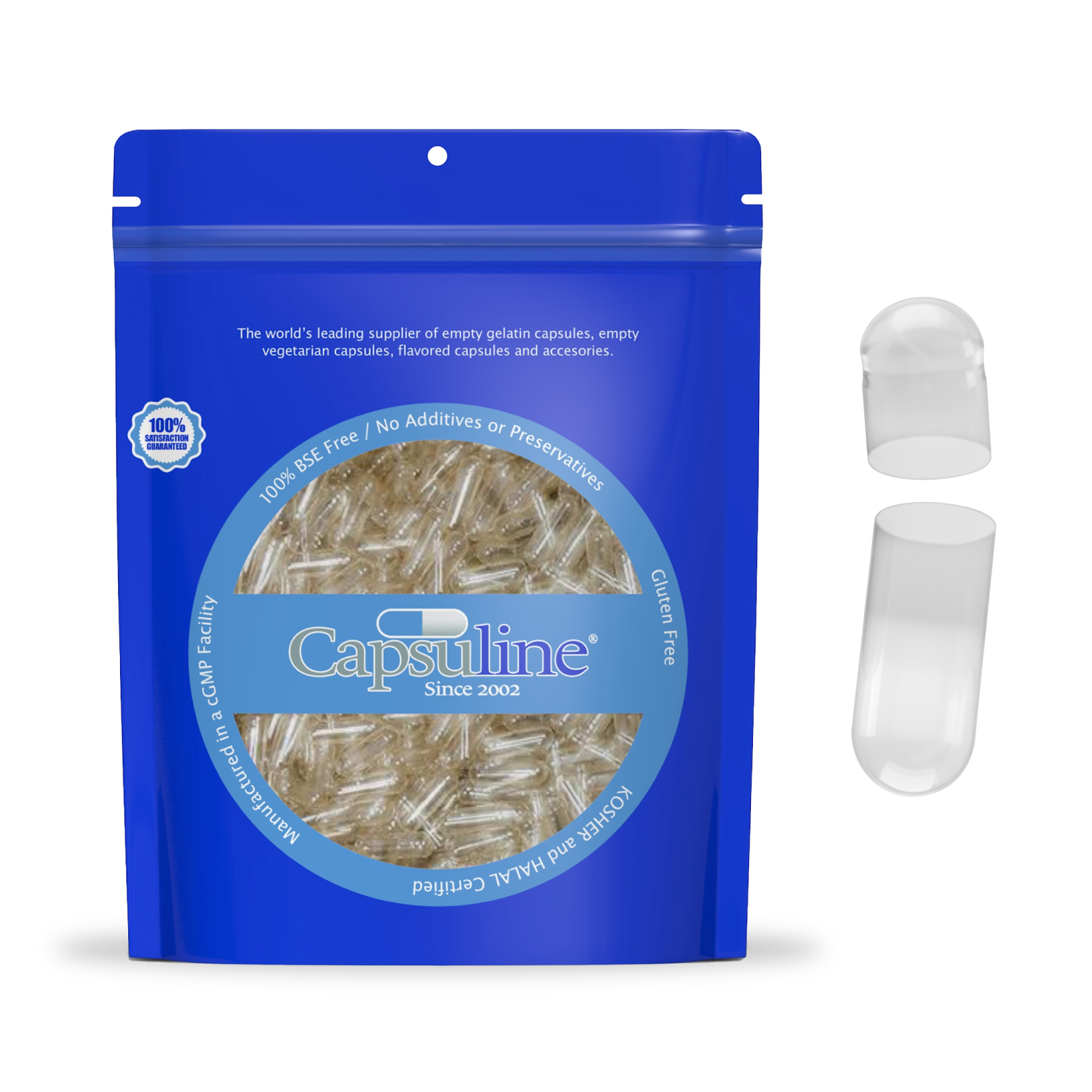 Capsuline Separated Size 00 Clear Gelatin Empty Capsules 50000 Count - 50000