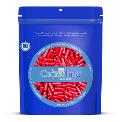 Colored Size 3 Empty Gelatin Capsules by Capsuline - Red/Red - 5000 Count - 5000